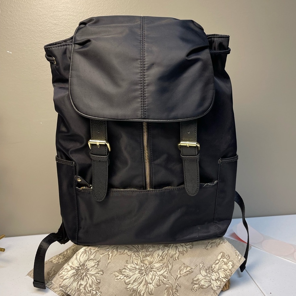 Steve Madden Black Backpack with Gold Buckles